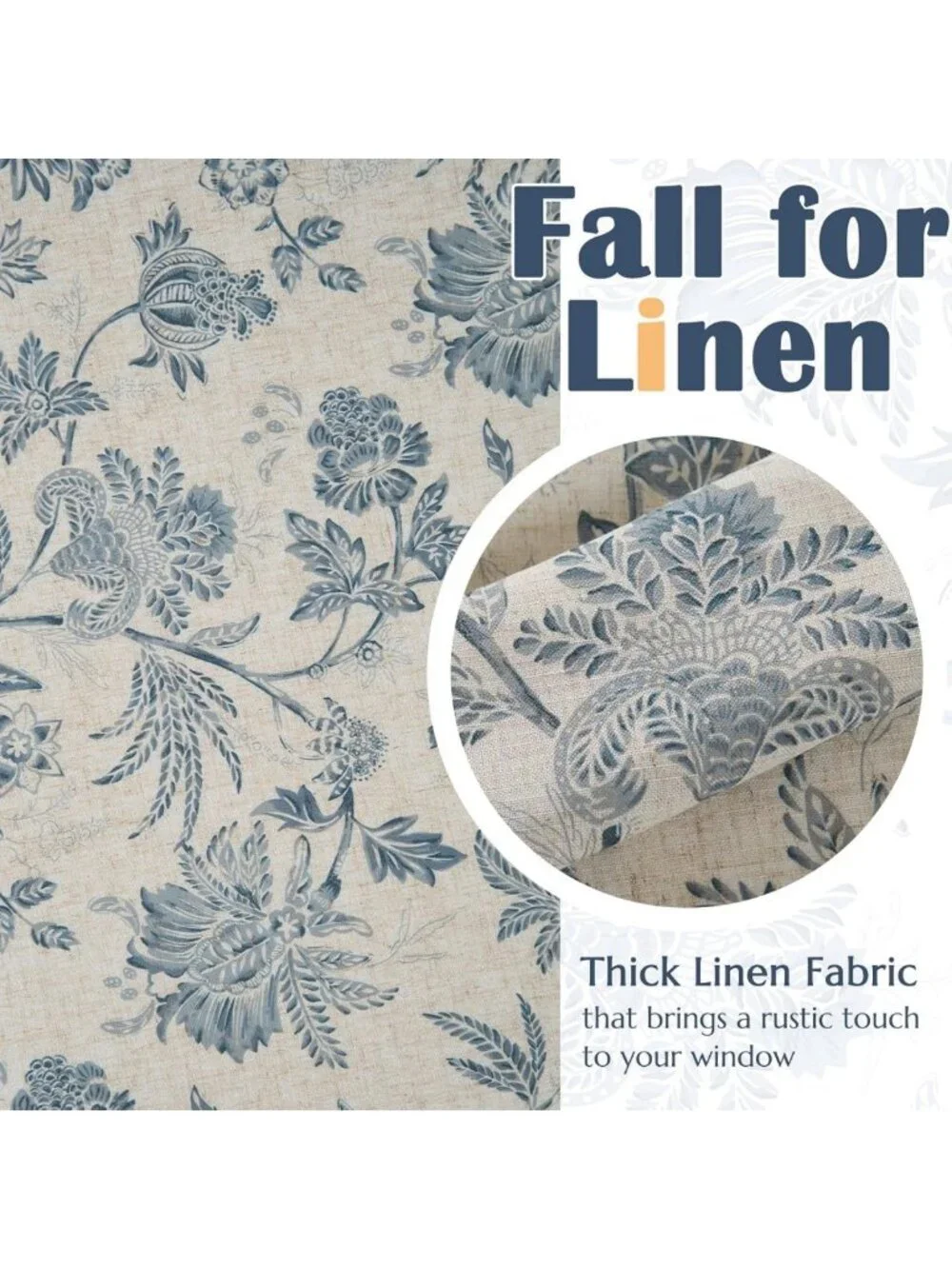 Floral Tie-Up Linen Valance Curtains for Windows - 45